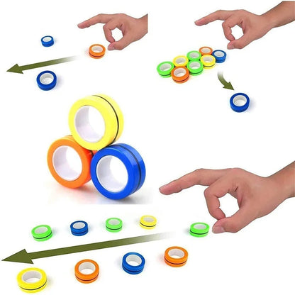 3PCS New Upgrade Fidget Magnetic Rings Anti-Stress Toys Colourful Magnets Spinner Rings Relieve Stress Fingertip Toys for Adults