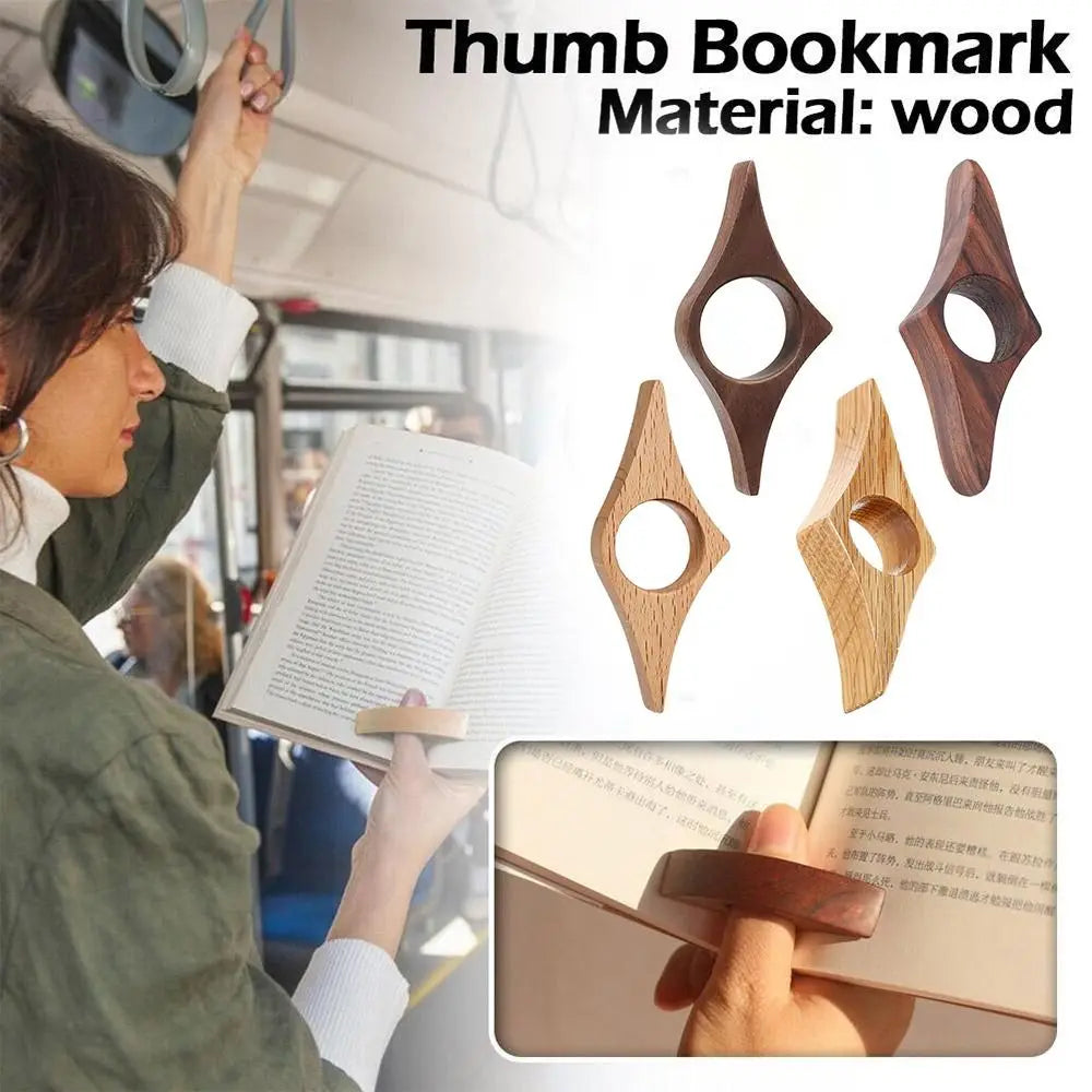 Solid Wooden Thumb Bookmark One Hand Reading Thumb Book Support Book Page Holder Convenient Bookmark Lovers Reading Aids Tools